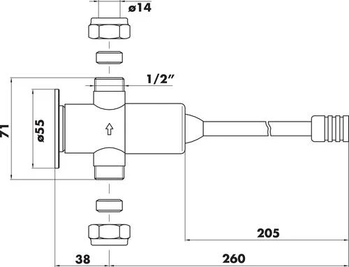 Robinet Temporise à Commande Au Genou - ROLF 2 Robinet Temporise à Commande Au Genou - ROLF – Image 2