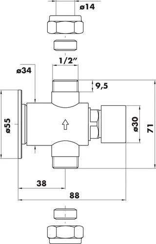 Robinet De Douche Temporise Chromé - ROLF 2 Robinet De Douche Temporise Chromé - ROLF – Image 2