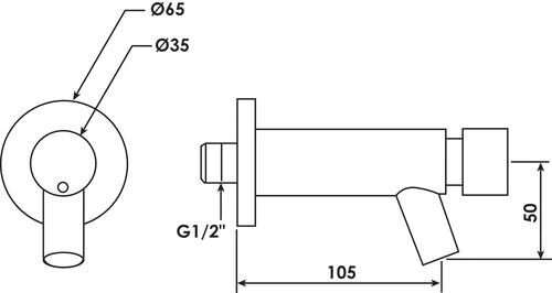 Robinet Mural Temporise Chromé Design - ROLF 2 Robinet Mural Temporise Chromé Design - ROLF – Image 2