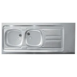 Évier à Poser Inox Toile 140 Cm Cuves Soudées